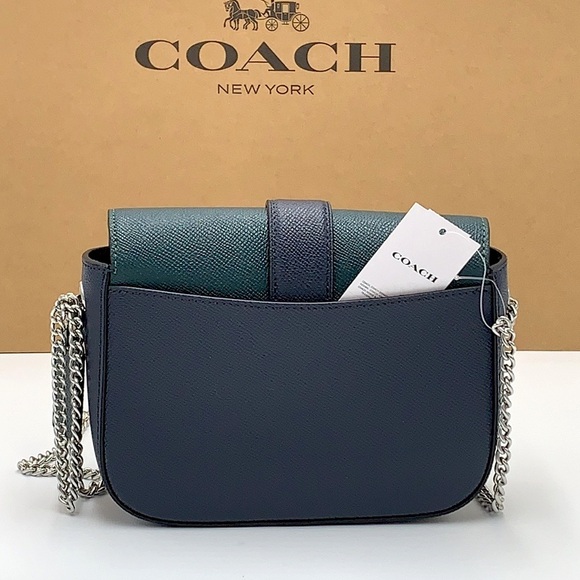 COACH Gemma Crossbody In Colorblock With Apple Buckle Forest Midnight Navy color - Picture 7 of 16